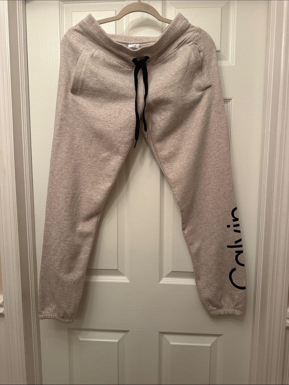 Calvin Klein Beige Sweatpants with Black Logo NWOT